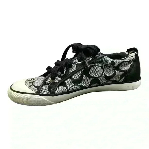 COACH Barrett II Monogram Signature C Black Gray Sneaker Size 7.5W Grey low top - Picture 2 of 13